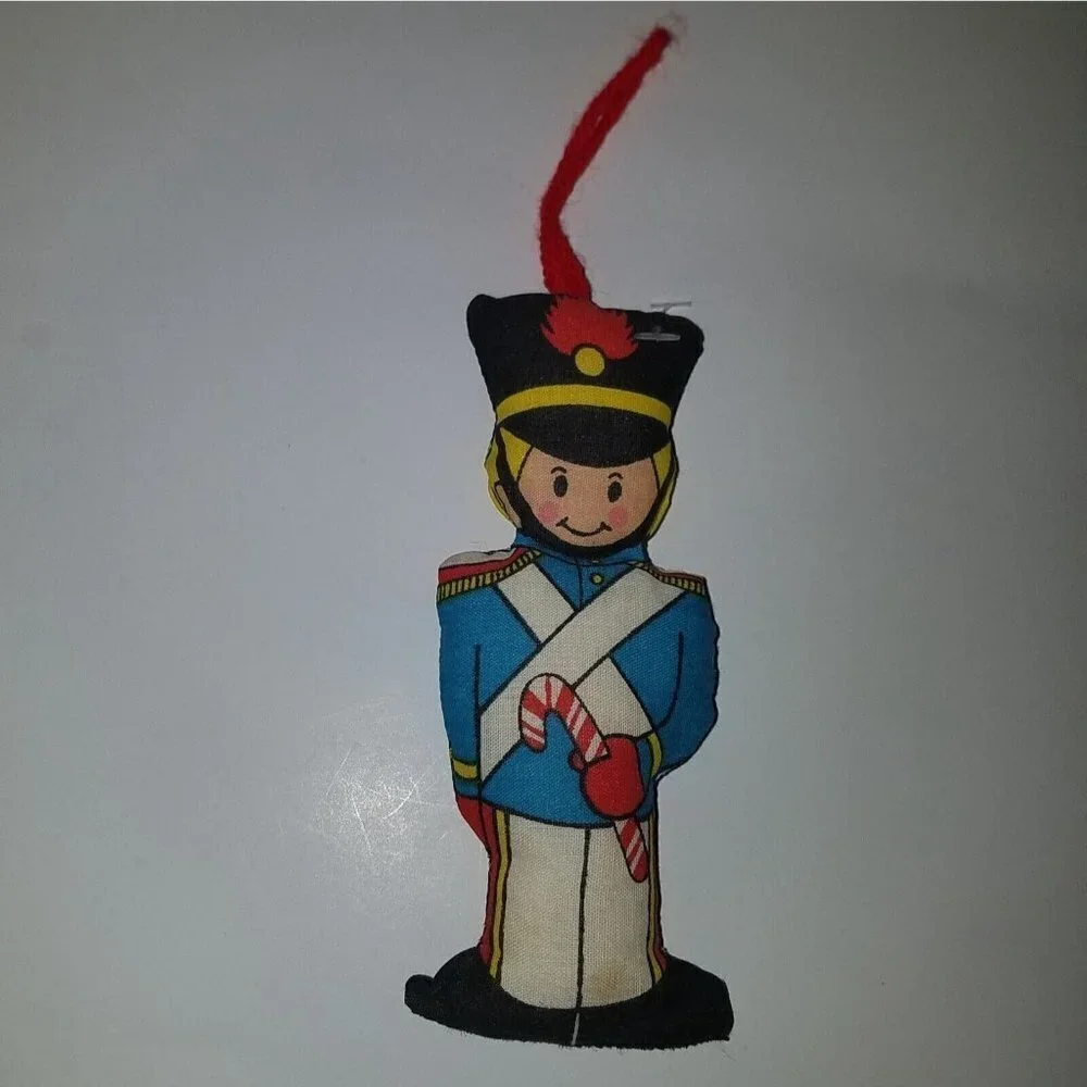 VTG Fabric Christmas Ornament Lot Soldier Jack in Box Block Duck Handmade AS IS